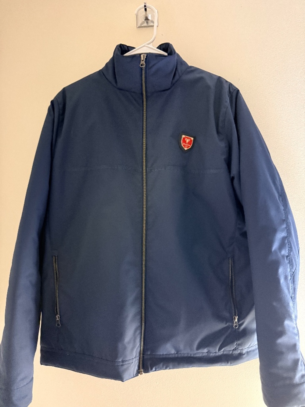 Men’s Navy Blue Quilted Lined Zip-Up Jacket – Size L